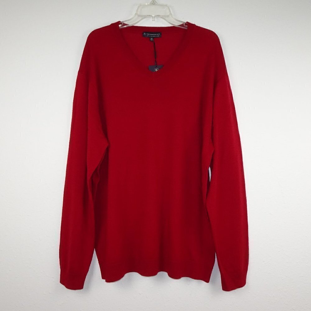 Hart Schaffner Marx Wool Sweater Big Men's Size 2XT Red Extra Fine Merino